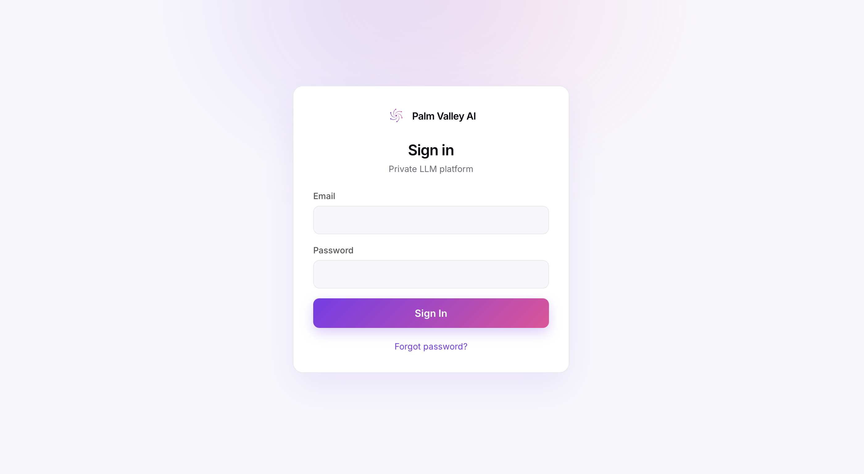 Login screen